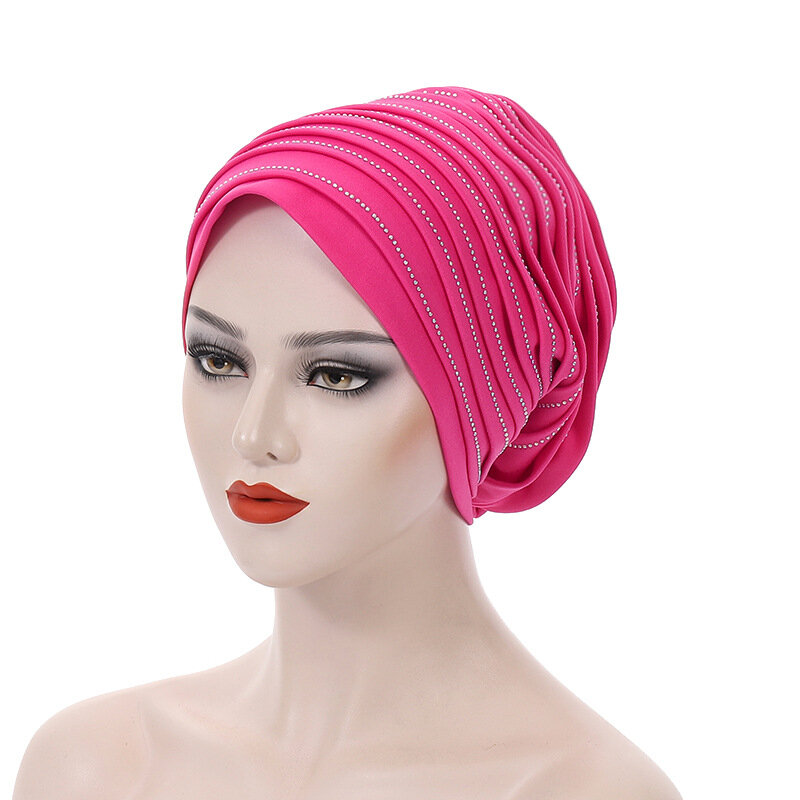 قبعة عمامة مطوي ماسية للنساء ، أغطية رأس للنساء من أفريقيا ، غطاء رأس نيجيري ، قبعات وشاح رأس للمسلمين