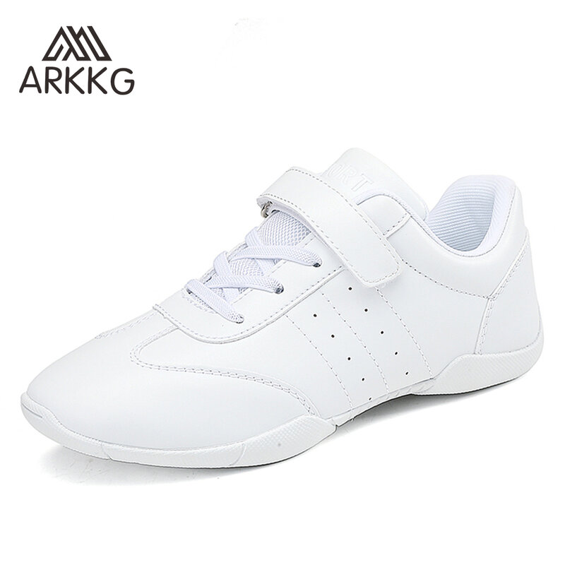 ARKKG-التشجيع أحذية تدريب للبنات ، أحذية تنس بيضاء ، أحذية رياضية مسطحة مريحة وغير قابلة للانزلاق ، أحذية الرقص