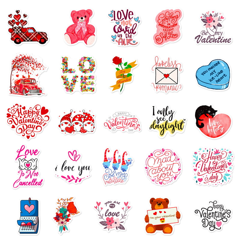 ملصقات جرافيتي رومانسية ليوم عيد الحب ، مناسبة لأجهزة الكمبيوتر المحمول ، الخوذات ، ديكور سطح المكتب ، ألعاب ذاتية الصنع ، 50 * *