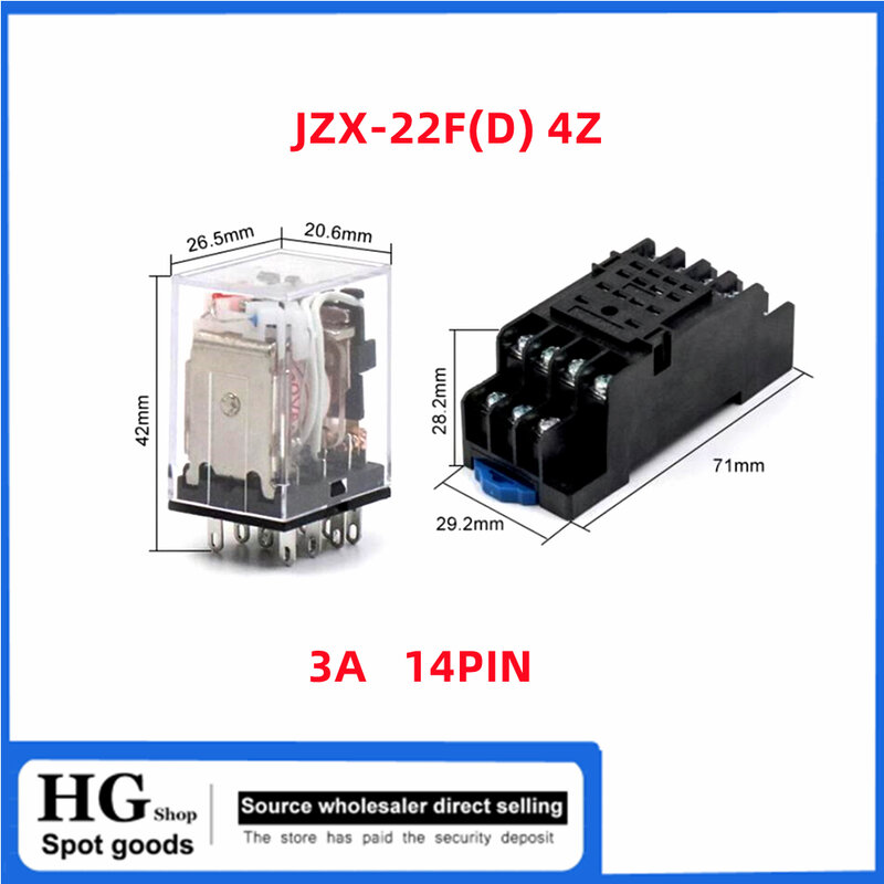 تتابع الكهرومغناطيسي المتوسط الصغير ، JQX-13F 2Z ، AC220V ، تيار مستمر ، 24V8 دبوس ، JZX-22F ، 2Z ، JZX-22F ، 3Z ، 11Pin ، JZX-22F ، 4Z ، 14 دبوس