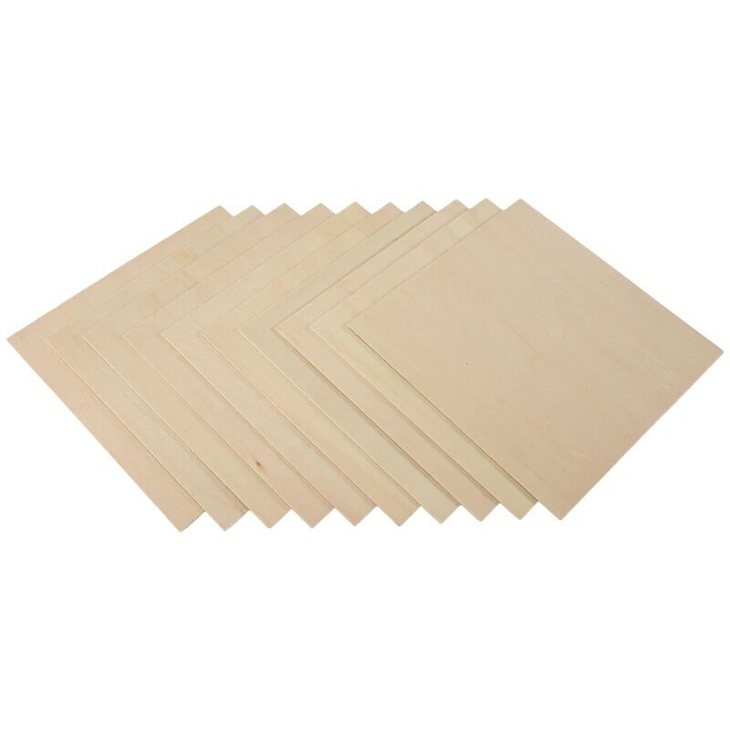 لوح خشب الزيزفون غير المكتمل للحرف اليدوية ، لوح خشبي مستطيل فارغ ، قواطع خشبية ، 10 ، 20X20X0.2cm
