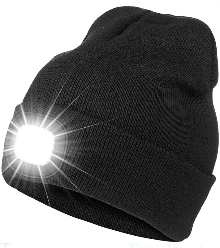 Led كشافات قبعة الشتاء الدافئة الباردة حماية محبوك قبعة ليلة التنزه الصيد توهج قبعات صغيرة للجنسين في الهواء الطلق مصباح أمامي على الموضة