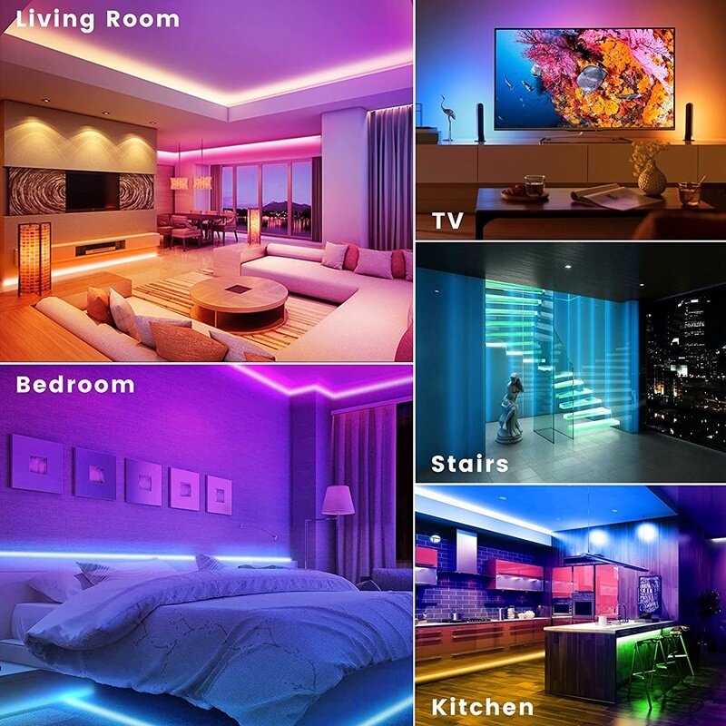 شريط مصابيح LED USB للغرفة ، RGB 5050 ، شريط بلوتوث ، مصباح شريط مرن ، شاشة مكتب ، إضاءة خلفية التلفزيون ، 1 متر-30 متر