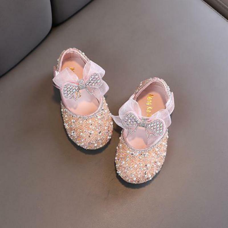 حذاء من الجلد للفتيات من AINYFU ، حذاء برنسيس بحجر الراين ، حذاء فردي للأطفال الصغار ، حذاء زفاف للأطفال ، موضة جديدة ، حذاء بالترتر