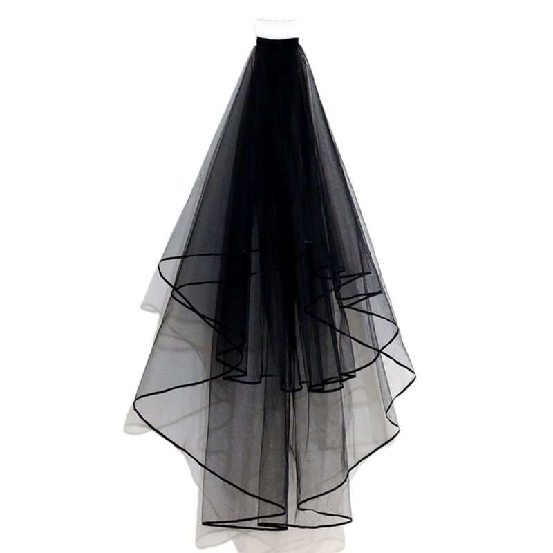 الحجاب الأسود أغطية الرأس شبكة الدانتيل الحجاب قصيرة تول الزفاف خوذة صور الدعائم فستان بتصميم حالم حتى هالوين الملحقات