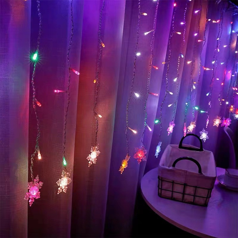 أضواء ستارة LED ملونة ، الثلج ، شرائط الجليد ، داخلي ، ديكور ، عيد الميلاد ، عطلة