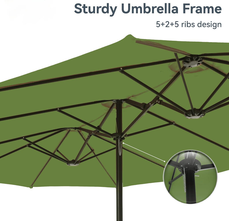 مظلة فناء خارجية كبيرة ، على الوجهين ، مستطيلة ، 15 قدمًا ، مع قاعدة