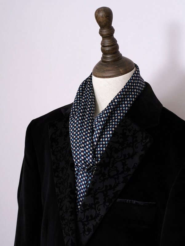 وشاح الحرير 100 للرجال طبقة مزدوجة طويلة منديل الزفاف الأعمال دعوى Cravat الأزرق براون