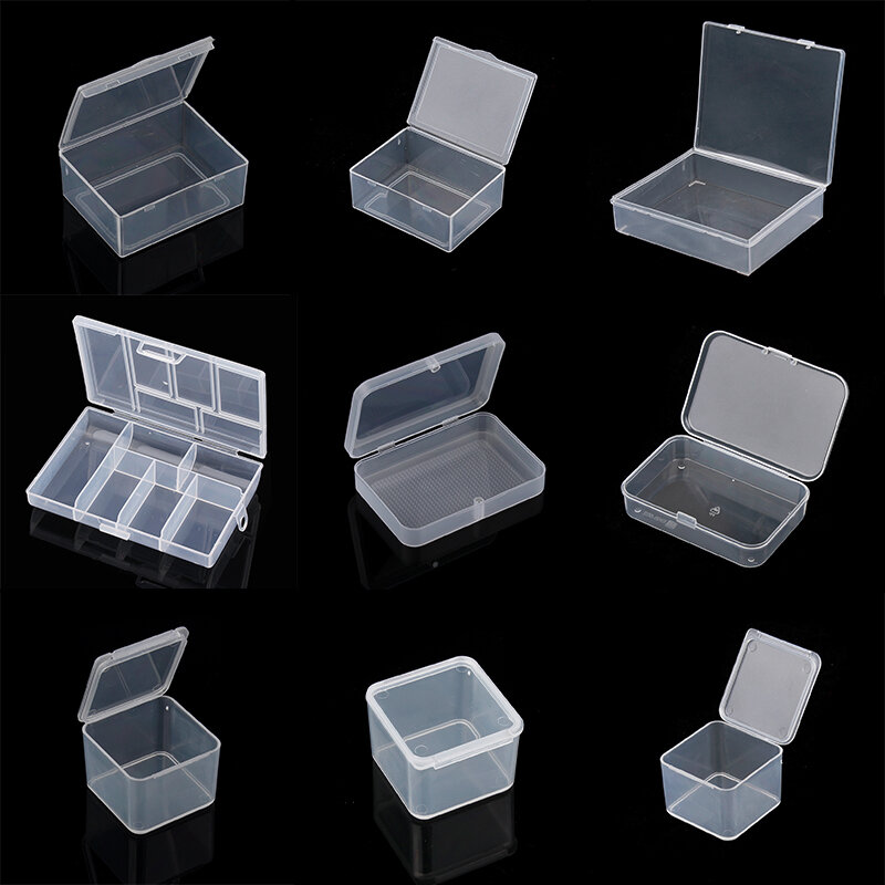 1 قطعة جديد صناديق تخزين شفافة مع غطاء مستطيل البلاستيك حاوية صغيرة جمع حافظة بطاقات منظم مربع المجوهرات