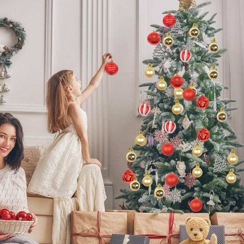 كرات شجرة عيد الميلاد شاتيربروف مع الحبل ، الكرة الملونة لافتة للنظر ، الحلي الكرة لامعة ، يصلح ليوم تذكاري ، 26 قطعة