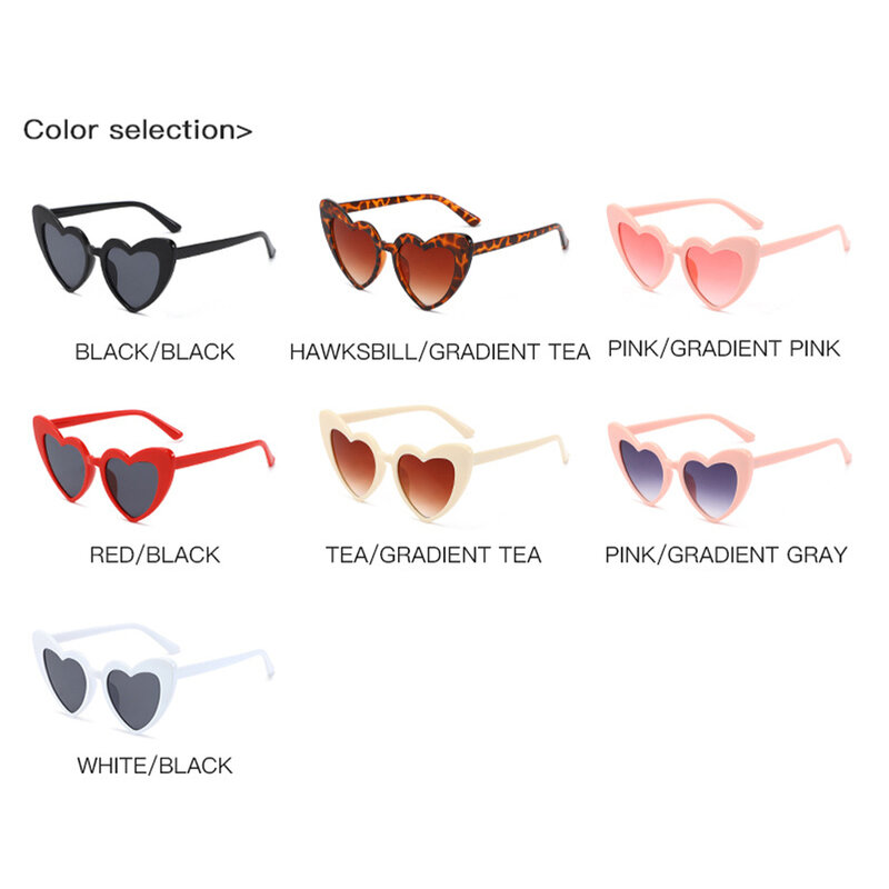 القلب النظارات الشمسية النساء العلامة التجارية مصمم القط العين نظارات شمسية الإناث الرجعية الحب على شكل قلب نظارات السيدات حماية UV400