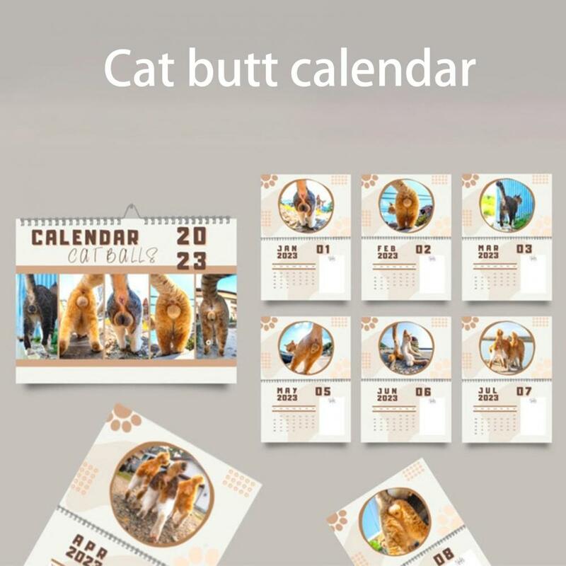القطط Buttholes التقويم مبتكر ديكور صفحات شهرية 2023 جدول يومي معلق التقويم للمنزل