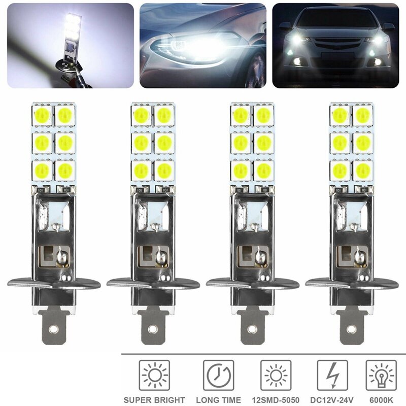 سوبر وايت LED المصابيح الأمامية عدة ، أضواء الضباب ، سبائك الألومنيوم ، H1 ، 6000K ، 80 واط