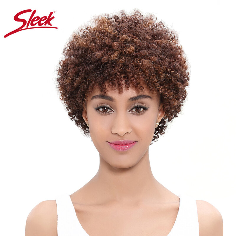 شعر مستعار برازيلي طبيعي أنيق من الأفرو مجعد مجعد للنساء السمراوات ، شعر ريمي قصير ، F1B 33 أحمر ، 99J ، مصنوع آليًا