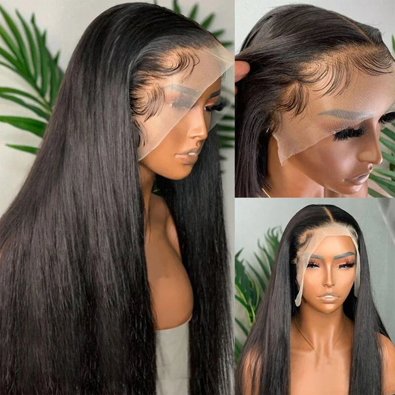 شعر مستعار مستقيم بشريط أمامي كامل شفاف عالي الدقة للنساء السمراوات ، شعر بشري ، ريمي برازيلي ، 13 × 4 13 × 6 ، 26 بوصة ، 30 بوصة