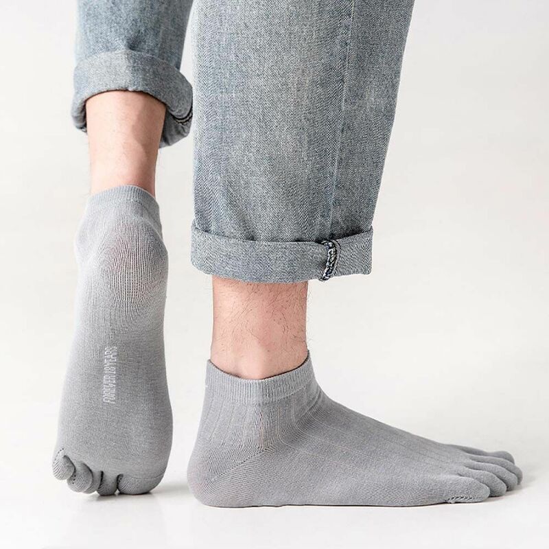 جوارب قصيرة مخططة ناعمة قابلة للتنفس للرجال والنساء ، جوارب بخمسة أصابع ، جوارب رياضية ، جوارب مفتوحة من الأمام