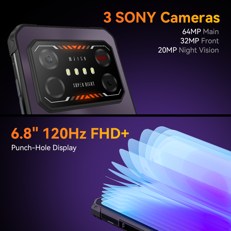 IIIF150-Ultra آلة ميزان الحرارة وعرة ، رقيقة جدا ، FHD ، 120Hz ، G99 ، كاميرا 64MP ، 8GB + 128GB ، 20mp للرؤية الليلية ، 33W ، 6.8"