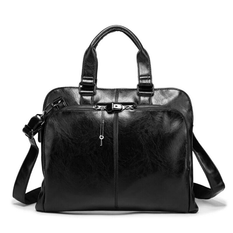 حقيبة جلدية مع قفل للرجال ، حقيبة يد سعة كبيرة ، حقيبة كروسبودي الذكور ، حقيبة الكتف عادية ، والأزياء التجارية