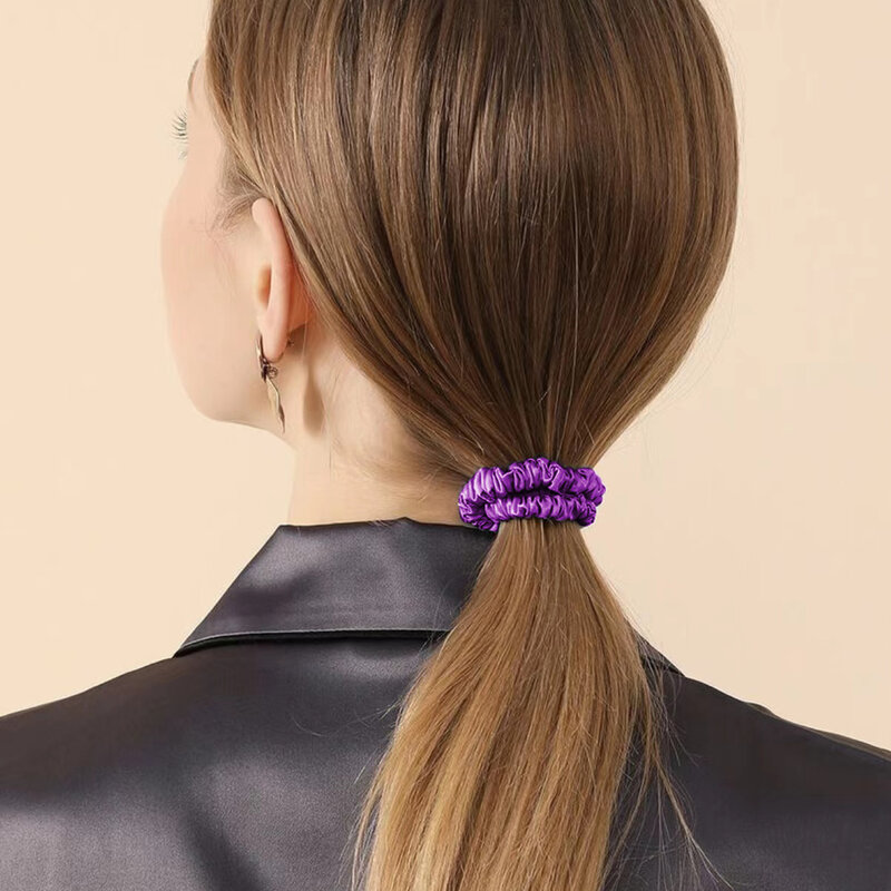 2 قطعة صندوق 100% الحرير الطبيعي بلون الشعر العلاقات عالية الجودة Scrunchies الشعر (22 م) النساء كبيرة hairموجات الشعر اكسسوارات للشعر