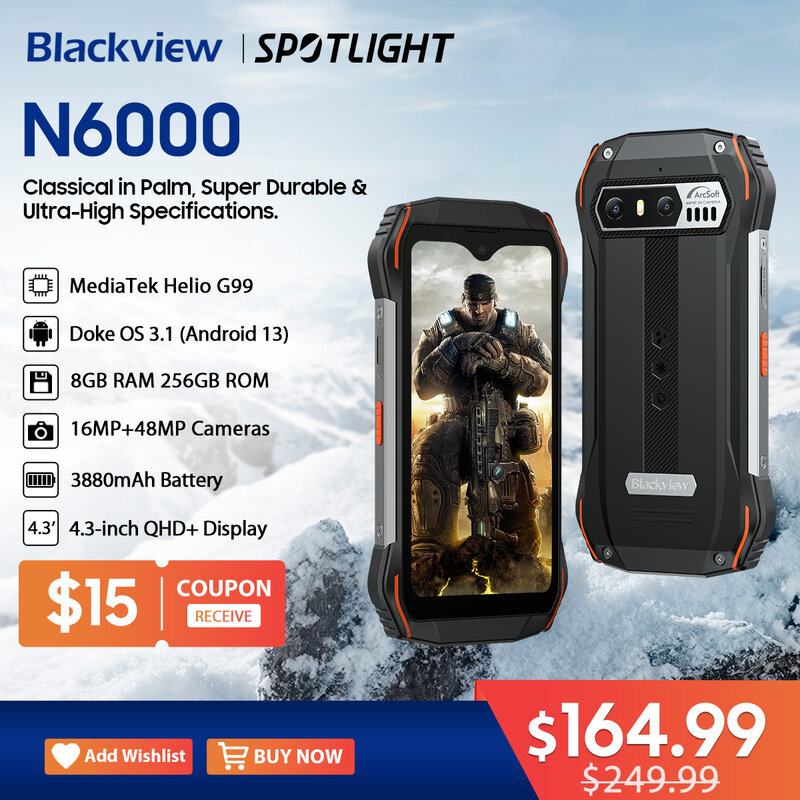 هاتف Blackview N6000 الذكي القوي ، هاتف محمول أندرويد 13 G99 ، شاشة 16 جيجابايت 256 جيجابايت 4.3 بوصة ، كاميرات 48 ميجابكسل الهواتف الخلوية