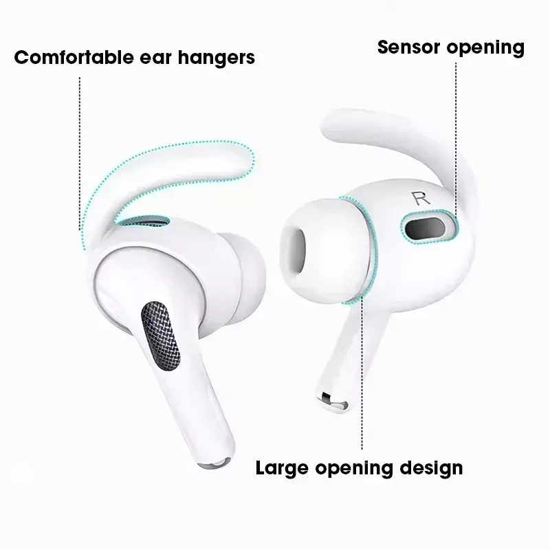 سماعات أذن داخلية ناعمة من السيليكون لأجهزة Apple Airpods Pro غطاء حماية لسماعات الأذن مع خطاف أذن مضاد للانزلاق لأجهزة AirPods Pro