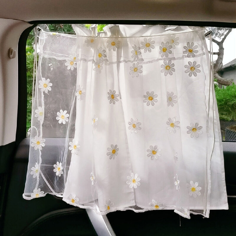 ديزي الدانتيل الطفل سيارة الستار ظلة غطاء شفط كأس العالمي الجانب نافذة الشمس الظل الستار UV حماية للأطفال في الهواء الطلق