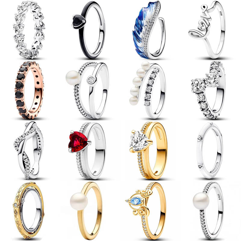 خاتم فضة إسترليني مزدوج الشريط للنساء ، متشابك ، موجة ، تمهيد ، قلب ، خلود ، ريشة ، مجوهرات هدية ، جديدة