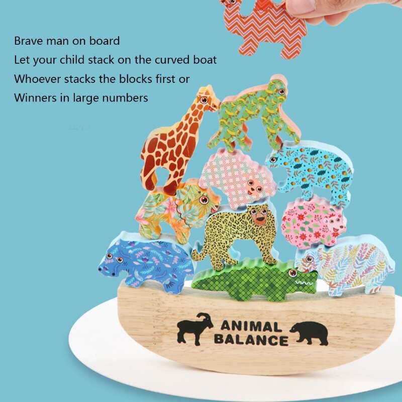 خشبية للأحجية الإبداعية للأطفال لعبة التوازن قارب الكرتون الحيوان الخشب بازل قطع الطفل ألعاب تعليمية تعليمية مبكرة