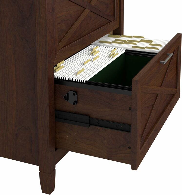 أثاث بوش خزانة تخزين جانبية للمفاتيح الغربية مع أدراج ، ملفين مكتبي منزلي ، 30 واط × 20 بوصة D × 30 بوصة ساعة ، كرز بنج
