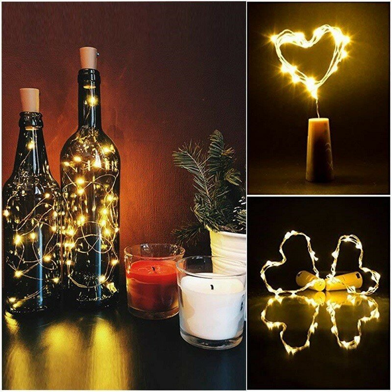3M النبيذ زجاجة أضواء مع الفلين LED سلسلة ضوء الأسلاك النحاسية الجنية الطوق أضواء عيد الميلاد عطلة حزب الزفاف الديكور