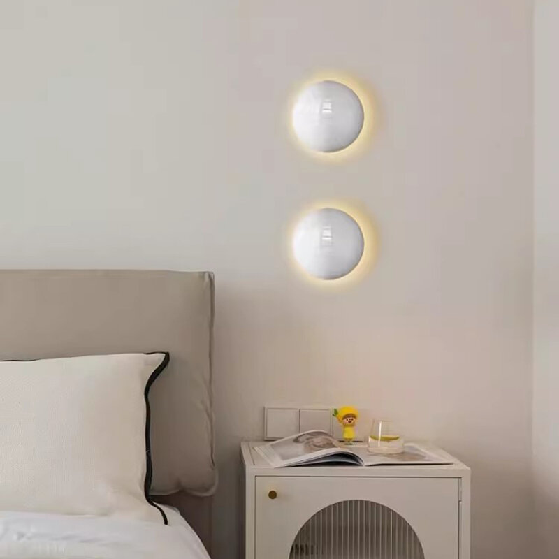 مصباح جداري ليد معدني مستدير ، إضاءة داخلية مضيئة بسيطة ، طراز شمالي ، غرفة نوم ودرج ، إضاءة غرفة المعيشة ، AC-1500 V