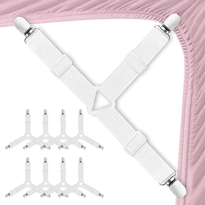 4 قطعة مثلث ورقة السرير أصحاب قابل للتعديل مطاطا غطاء مرتبة حامل الزاوية كليب السرير القابضون الحمالات الأشرطة
