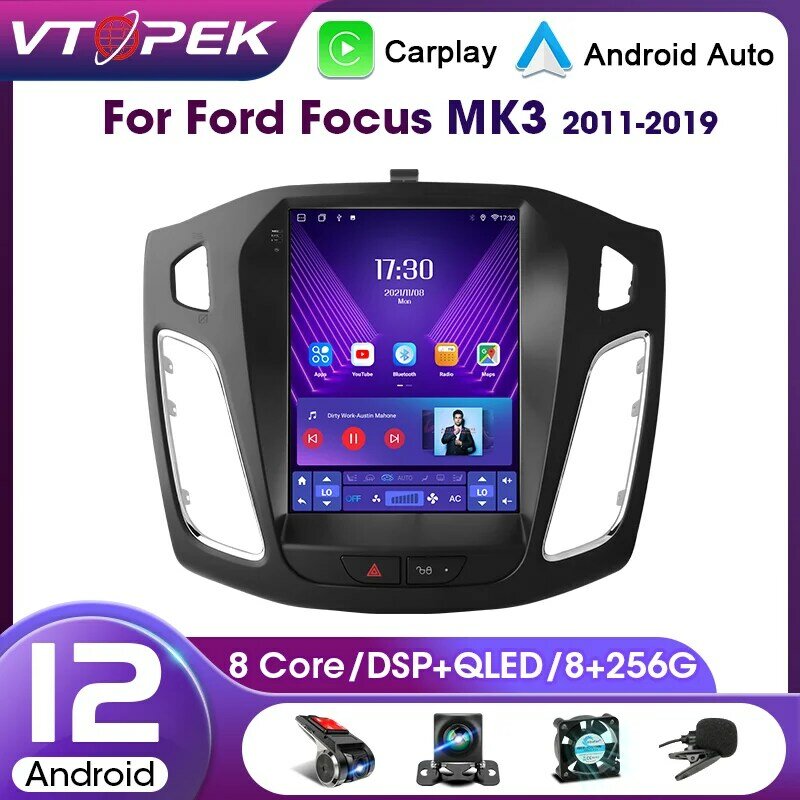 Vtopek 2Din لسيارة Ford Focus 3 Mk3 2011-2019 نظام أندرويد 11 مشغل فيديو ستيريو راديو متعدد الوسائط ملاحة نظام تحديد المواقع وحدة رئيسية كاربلاي
