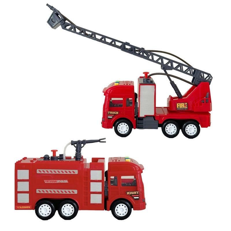 شاحنة إطفاء سبيكة دييكاست محاكاة ، الرش ، سلم ، مجموعة مكافحة الحرائق ، الصوت والضوء ، رذاذ الماء ، شاحنة إطفاء الإنقاذ