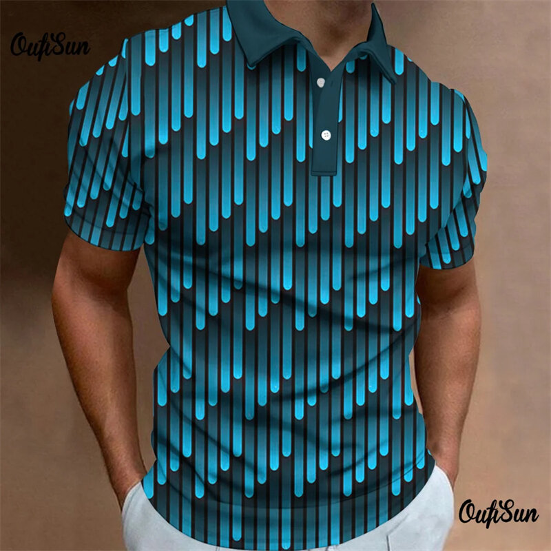 قمصان بولو رسمية مطبوعة ثلاثية الأبعاد للرجال ، قميص بأكمام قصيرة ، قميص كبير الحجم مصمم في الشارع ، ملابس عالية الجودة ، أزياء