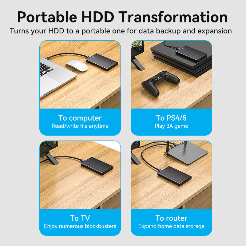 Vention HDD Case 2 5 SATA إلى USB3.0 Case hd Externo ل قرص صلب خارجي SSD قرص HDD صندوق قرص صلب خارجي ضميمة