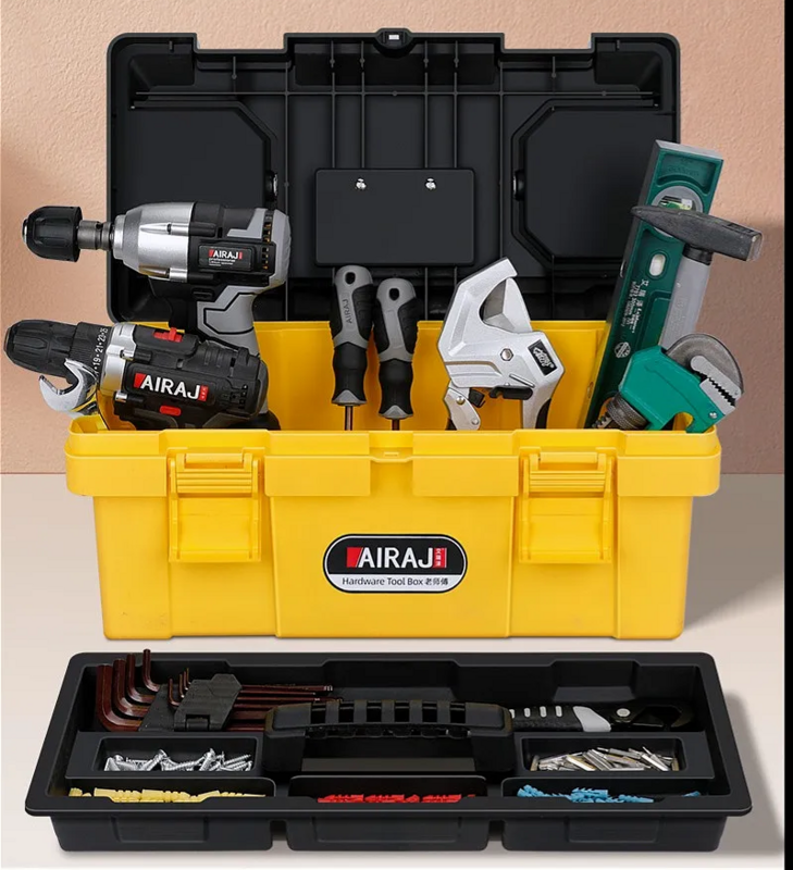 AIRAJ-صندوق تخزين كبير محمول متعدد الوظائف منزلي ، صندوق أدوات ، صندوق منزلي ، مادة سميكة