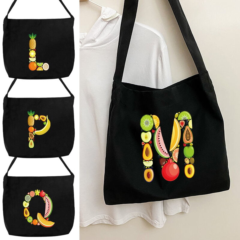 حقيبة قماش صديقة للبيئة للنساء ، كتف واحد ، سلسلة الفاكهة ، أكياس التخزين ، حقيبة سفر ، جديدة