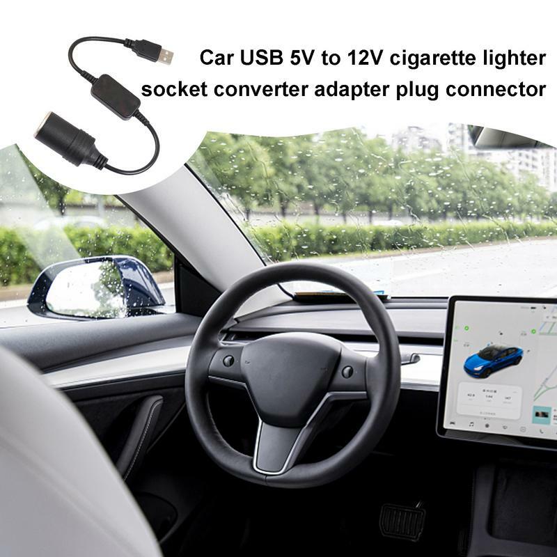 مقبس ولاعة سجائر للسيارة ، محول أنثى ، كابل موصل ، USB ، إكسسوارات داخلية ، من 5 فولت إلى 12 فولت