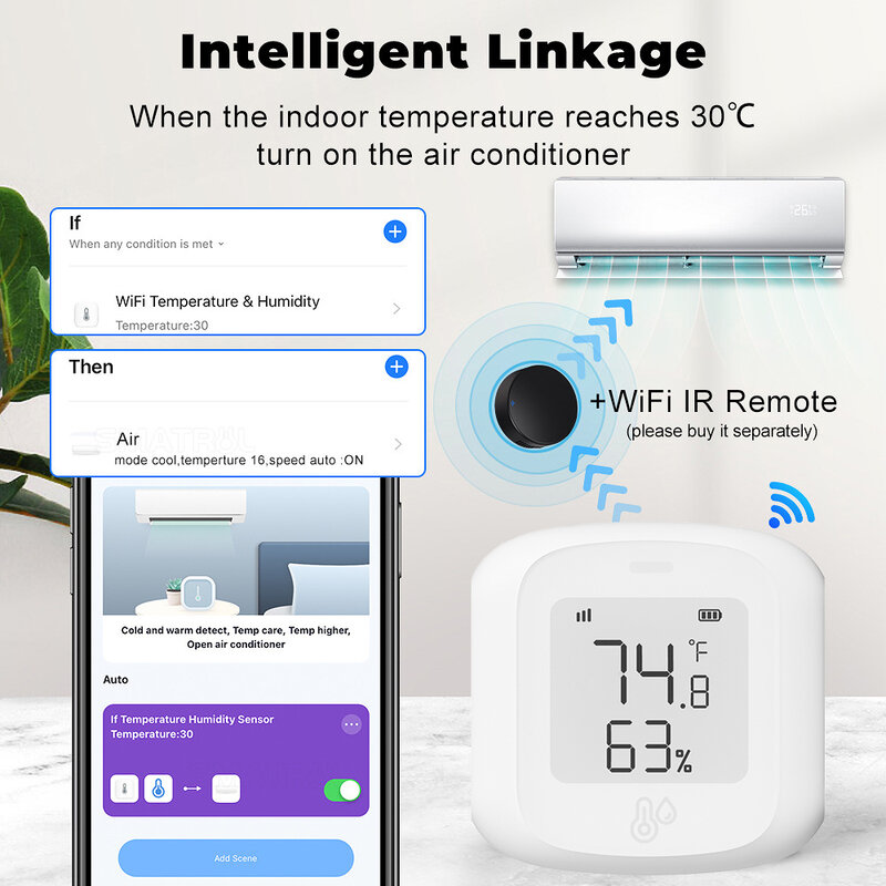 جهاز اتصال منزلي ذكي ، تتبع دقيق لدرجة الحرارة والرطوبة ، كفاءة الطاقة ، التكنولوجيا الذكية ، 1-10
