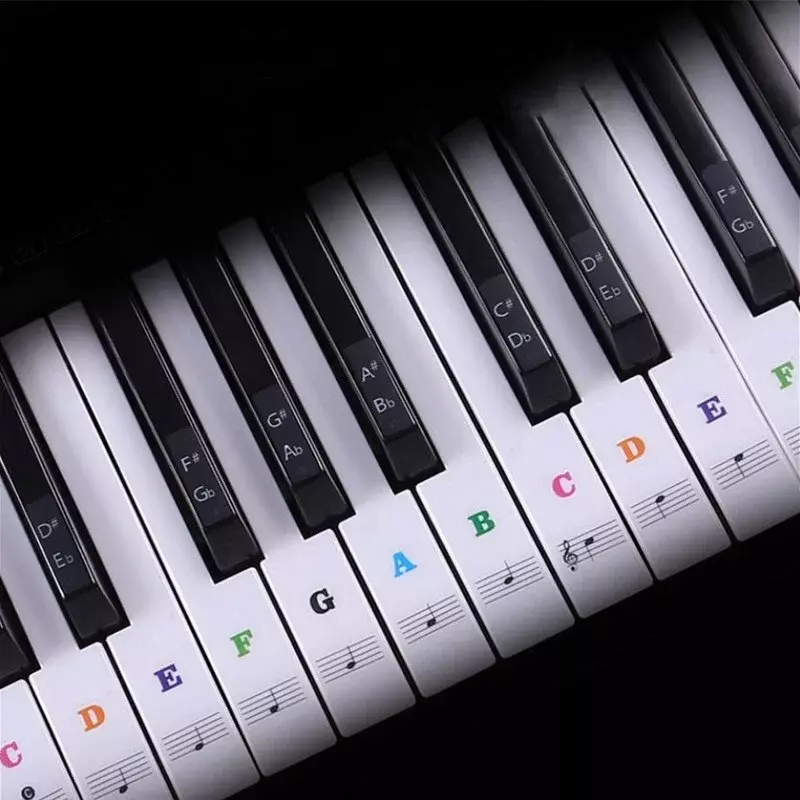 شفافة لوحة مفاتيح البيانو ملصقات 88/61/54/49 مفتاح انفصال الموسيقى مائي ملاحظات البيانو الإلكترونية الطيف ملصق رمز