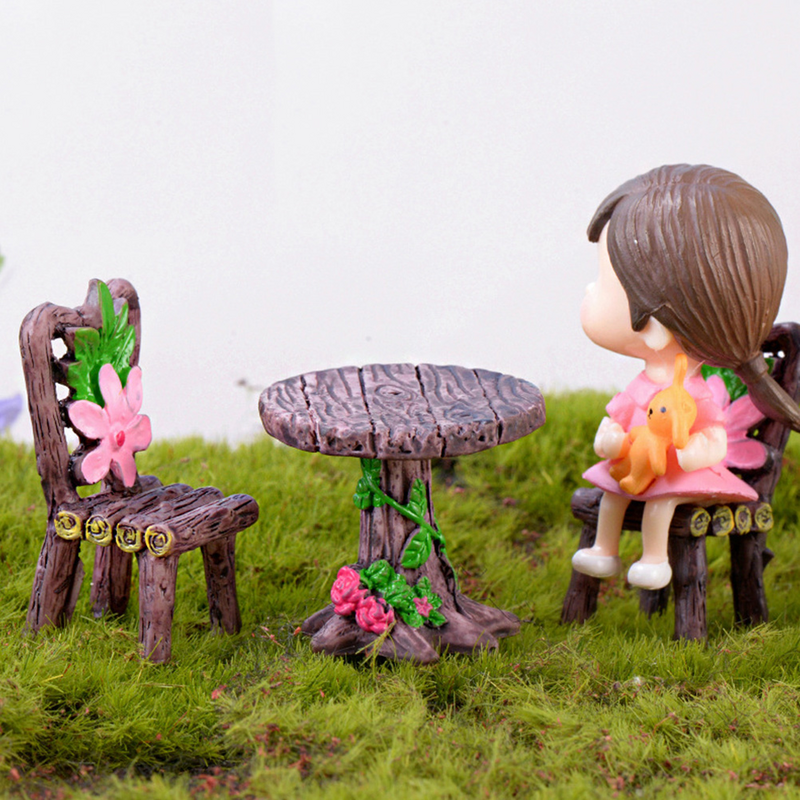 كرسي خشبي مصغر ، زينة طاولة ، مناظر طبيعية صغيرة ، إكسسوارات منزلية ، مجموعتان