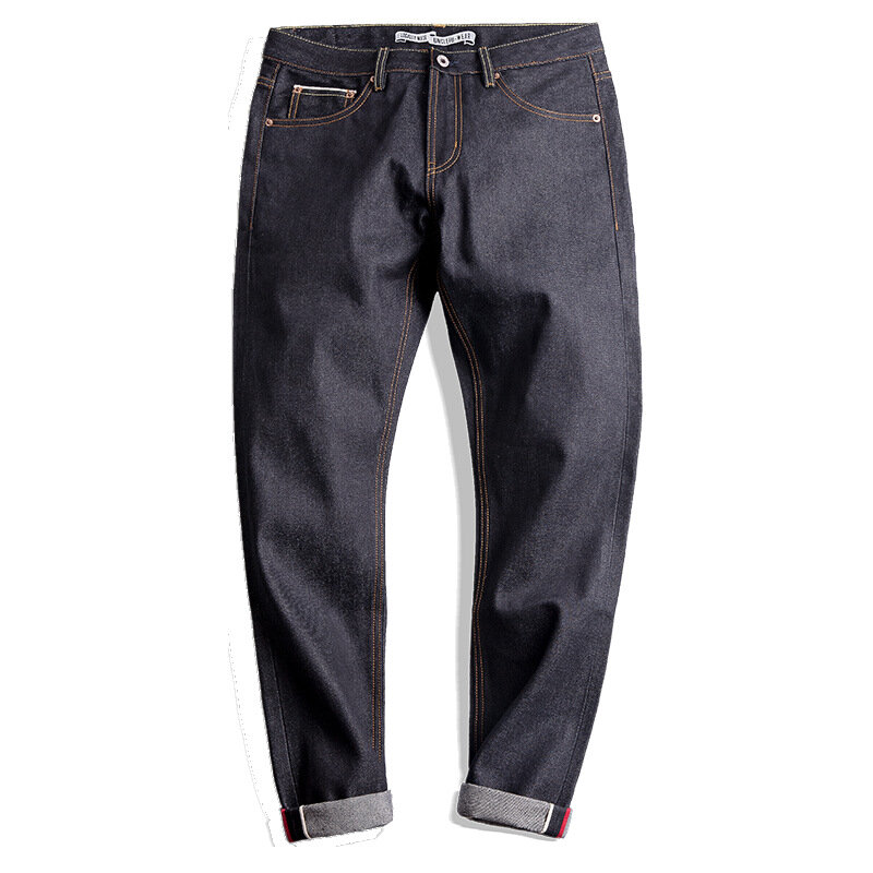 جينز مستقيم ضيق قطني كلاسيكي من Maden ، سروال جينز مستدق من العم فو ، جينز داكن راقي ، 14.5 أونصة ريترو ، مقاس من 28 إلى 36