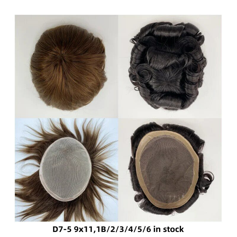 D7-5 الرجال الشعر الاصطناعية الشعر المستعار الرجال السويسري الدانتيل مع NPU قاعدة شعر مستعار للرجال خط الشعر الطبيعي استبدال نظام وحدة للرجال