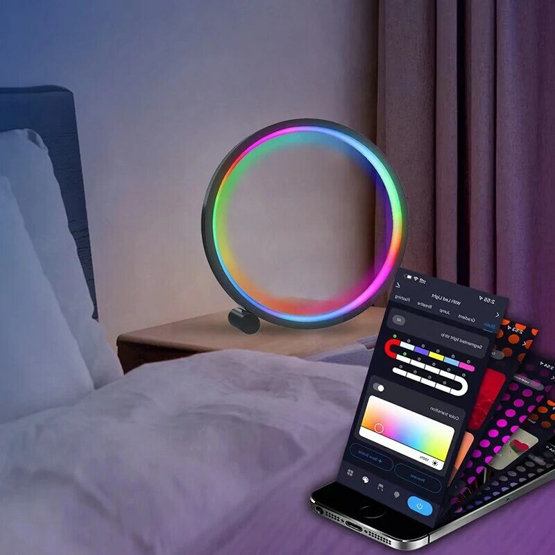 مصباح LED ذكي ليلي RGB سطح المكتب جو مكتب مصباح بلوتوث APP التحكم مناسبة لغرفة الألعاب غرفة نوم السرير الديكور