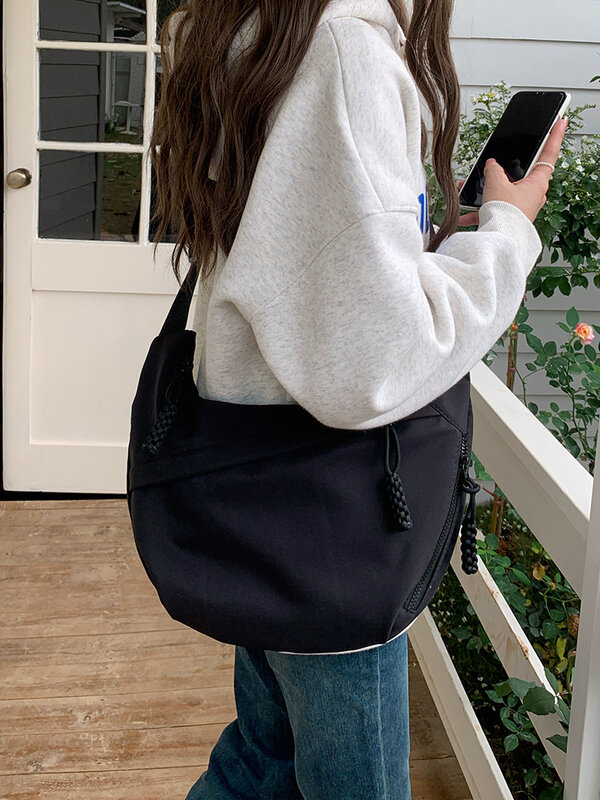 CGCBAG-حقيبة حمل نايلون بسعة كبيرة للنساء ، غير رسمية ، حقيبة متقاطعة ، بسيطة ، صلبة ، متسوقة ، حقيبة كتف ، أزياء كورية