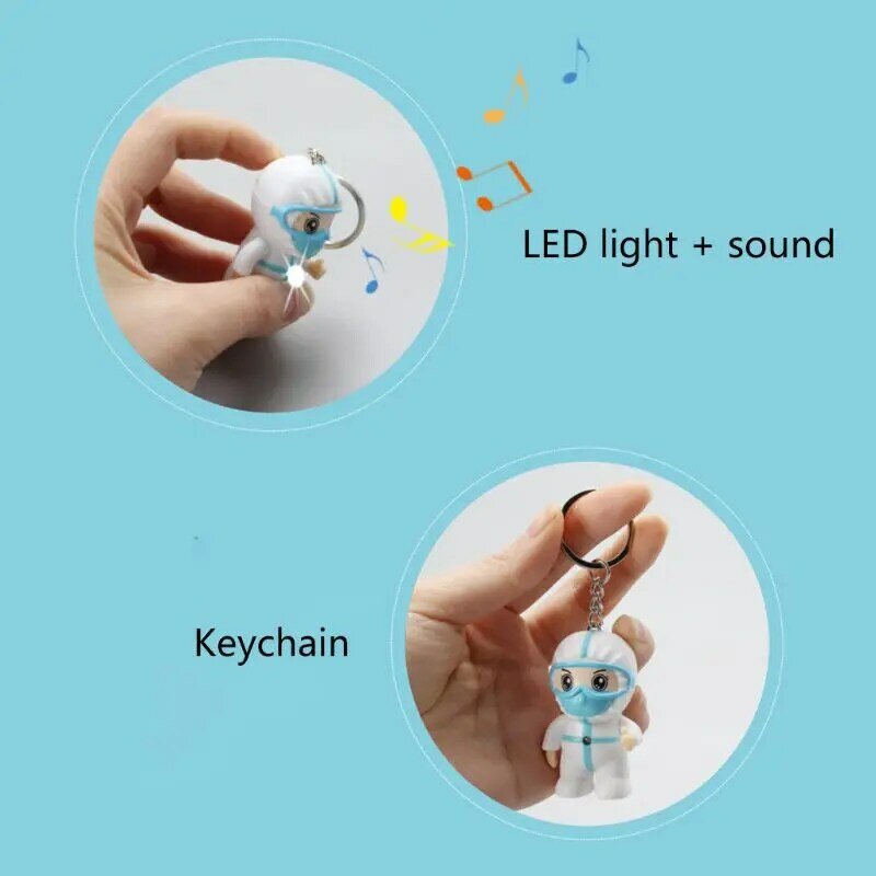 سلسلة مفاتيح الملاك الأبيض للموسيقى I-Love-U المضيئة LED سريعة الوصول من أجل سوفو إبداعي لمكافحة الأوبئة