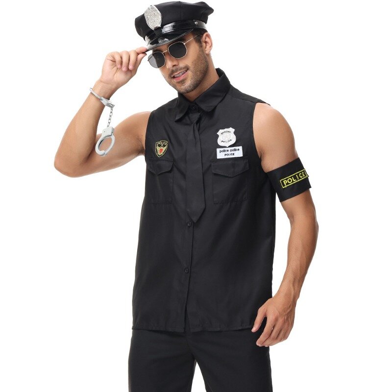 أزياء هالوين عالية الأداء للبالغين ، زي شرطي ، حفلة كرنفال ، بدلة ألعاب تأثيري