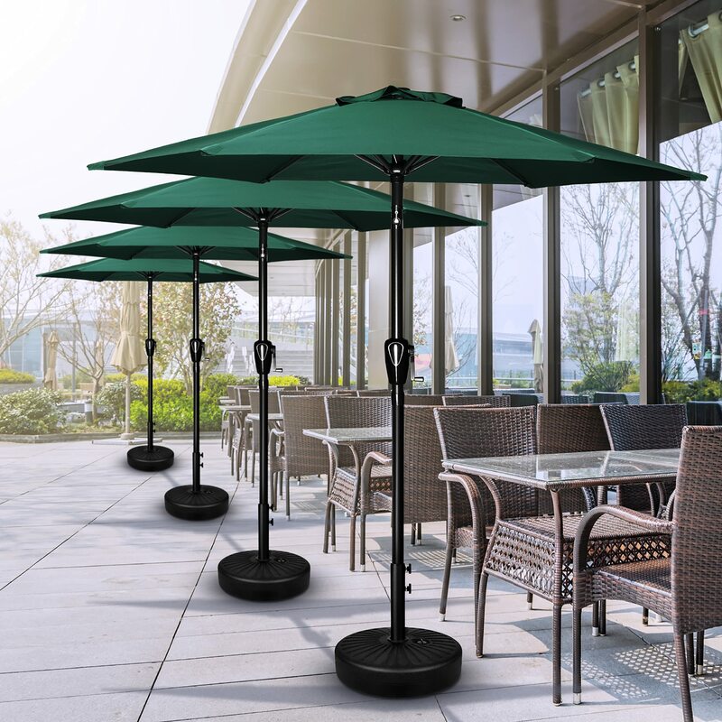 مظلة فناء فاخرة ، مظلة ساحة طاولة خارجية ، زر ضغط ، إمالة ، كرنك ، أخضر ، 9 بوصة