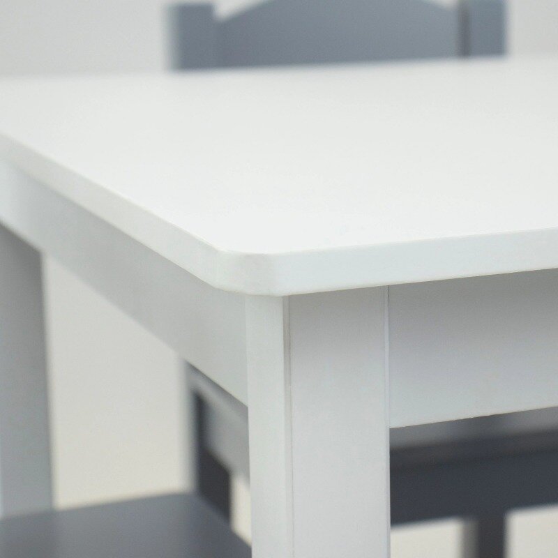 طاقم متواضع سبرينغفيلد مجموعة طاولة وكراسي ، خشب ، أبيض ورمادي ، الأعمار 3 وما فوق ، 5 قطعة